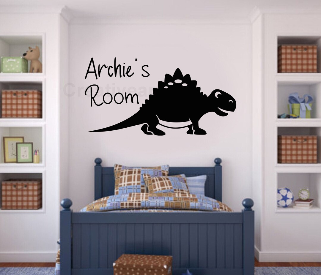 Stupell Stegosaurus Dinosaur Wall Plaque - Kids Room Rectangle Dino Decor, Made In USA