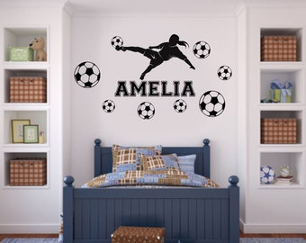 Vinilo decorativo de fútbol femenino personalizado: Decoración personalizada para dormitorio de fútbol FB2G