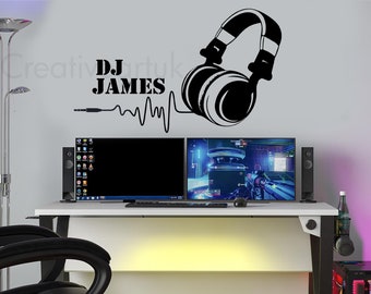 Personalized DJ Headphone Wall Sticker: Custom Music Decor