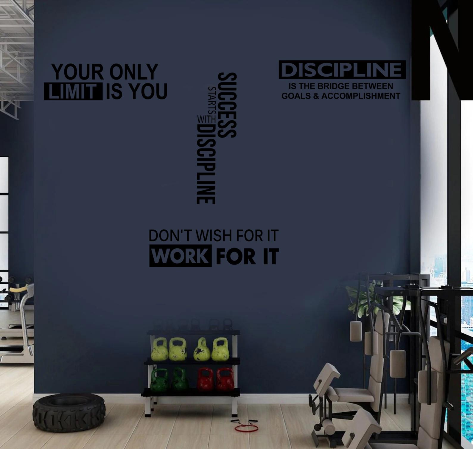 Postural Gym Lettering Set of 4 Gym Wall Sticker Decals Set of 4 – Motivational Home Gym ...