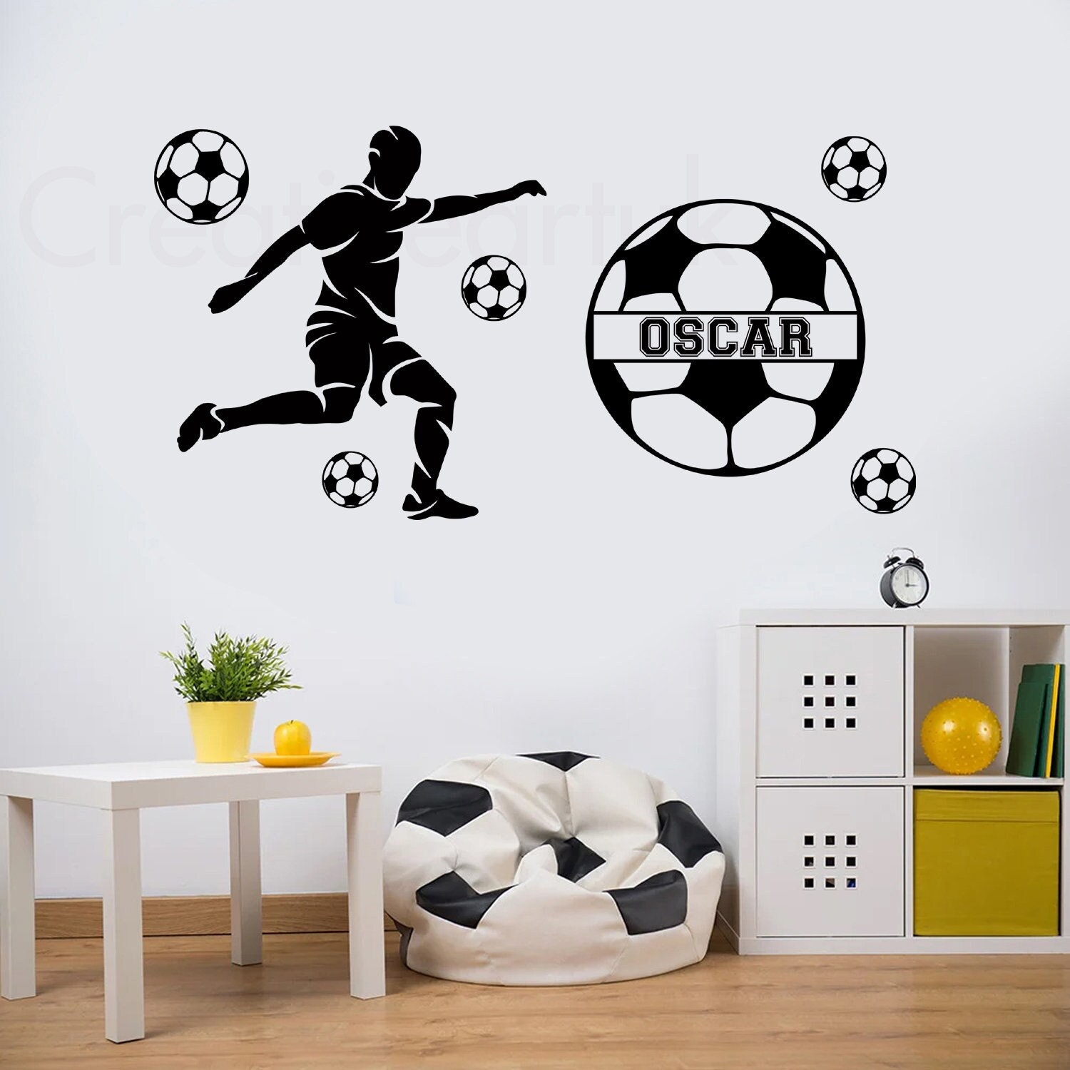 Adesivi murali calciatore personalizzato, per decorare la cameretta