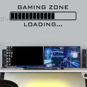 Gaming Zone Loading Wall Sticker - Gamer Room Decor | Gaming Wall Decal | Video Game Loading Sign | Kids Room Gaming | Vinyl Wall Sticker