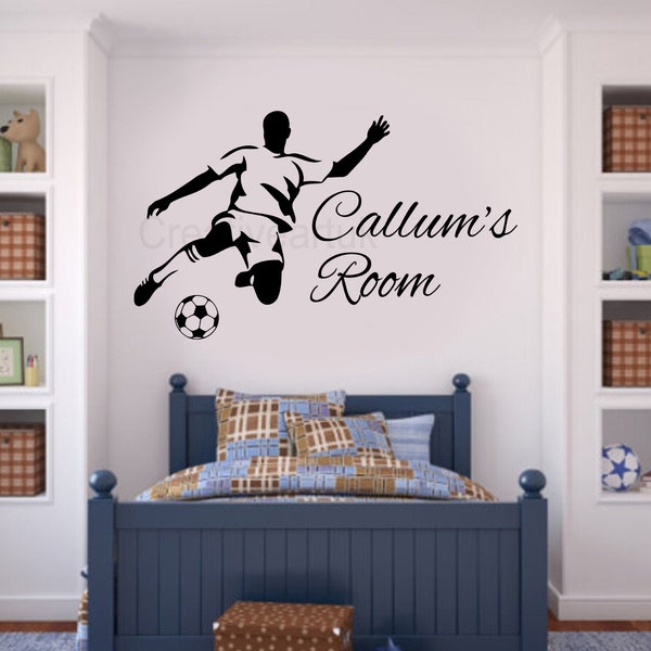 Personalised Football Player's Room Boys/Girls Bedroom Wall Sticker Personalized Football Wall Art Decor Vinyl Art