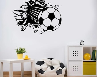 Football Wall Sticker: Breaking Through Wall, Sports Decor