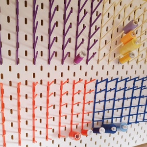 BUY 2 GET 1 FREE yarn holders Ikea Skadis Pegboard bobbin thread holder. Holds 6 bobbins threads  Compatible with Skadis-  Sewing Gutermann