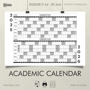 2025 2026 Academic Calendar, Large Calendar Wall Planner,2025 2026 Academic Planner, Minimalist Design, A0, A1, A2, Academic Calendar Pdf