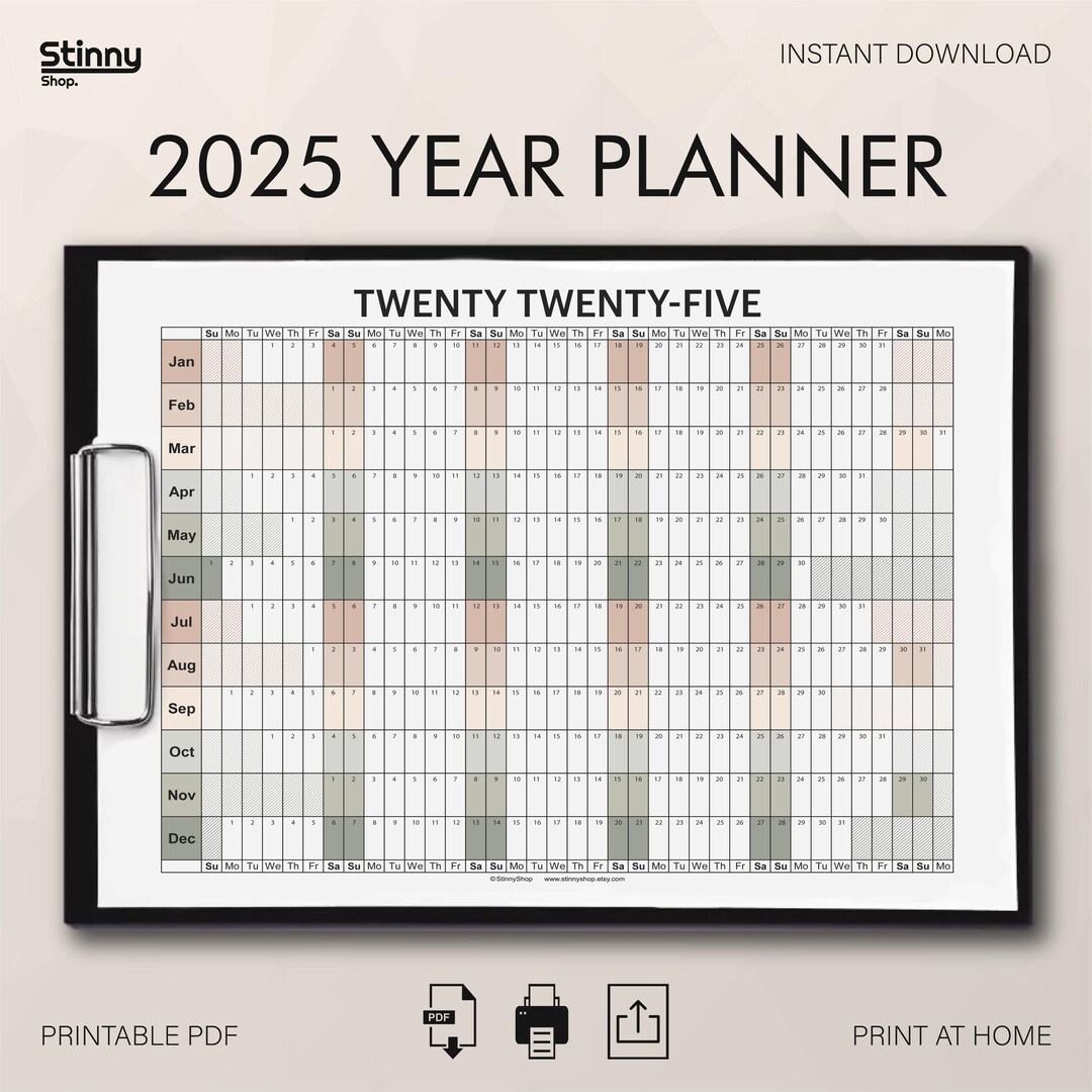 2025 Year Planner Printable, Large 2025 Year Calendar Wall Planner