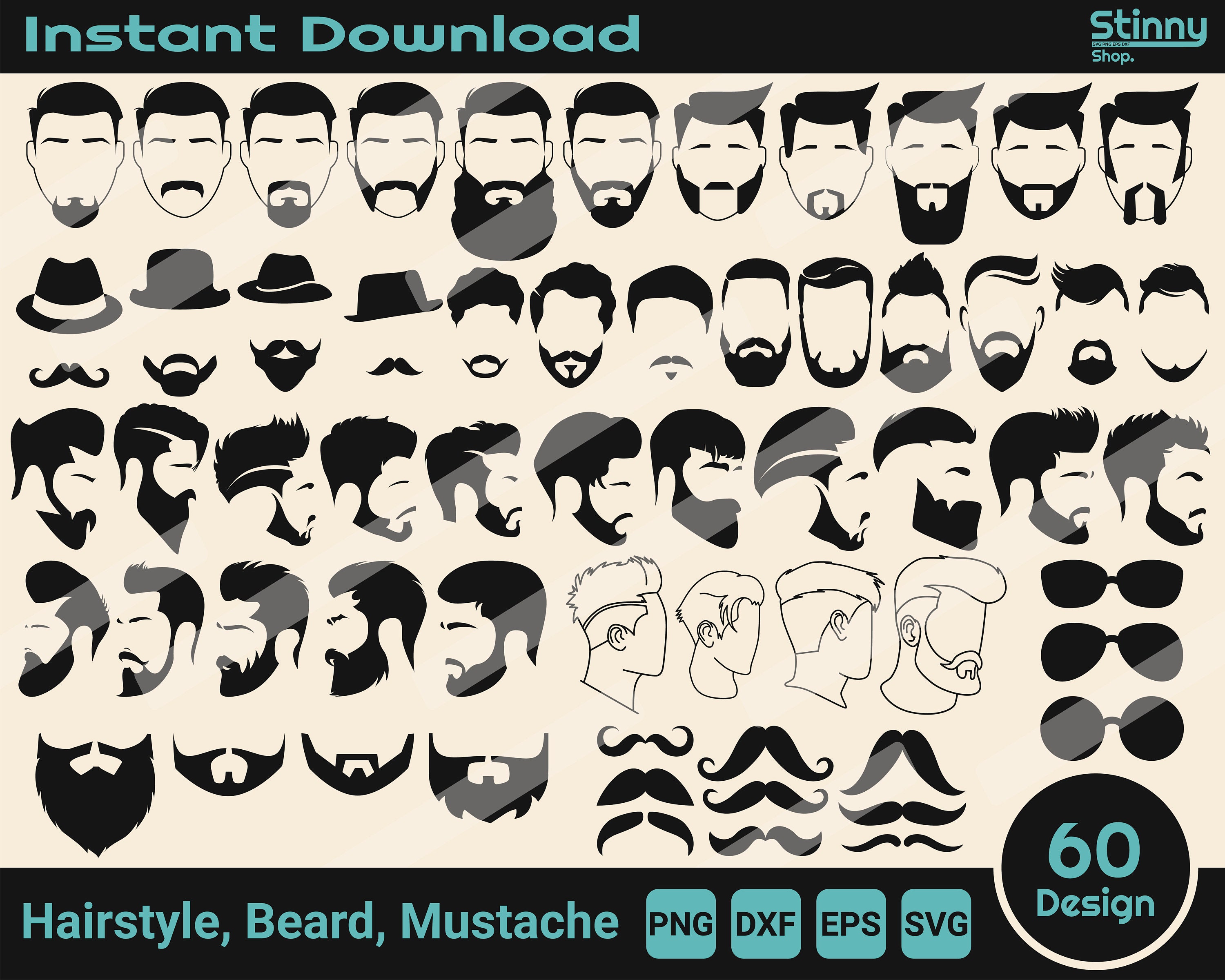 Man Hairstyle SVG Bundle Anime Haircut Svg Man Haircut Svg 