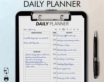 Daily Planner, Weekly Planner, Work Daily Planner, Work From Home Planner, Personal Daily Planner, Hourly Planner A5/A4/Letter/Half Letter