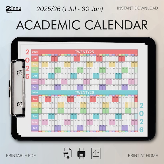 2025 2026 Academic Calendar, Yearly Planner, School Calendar