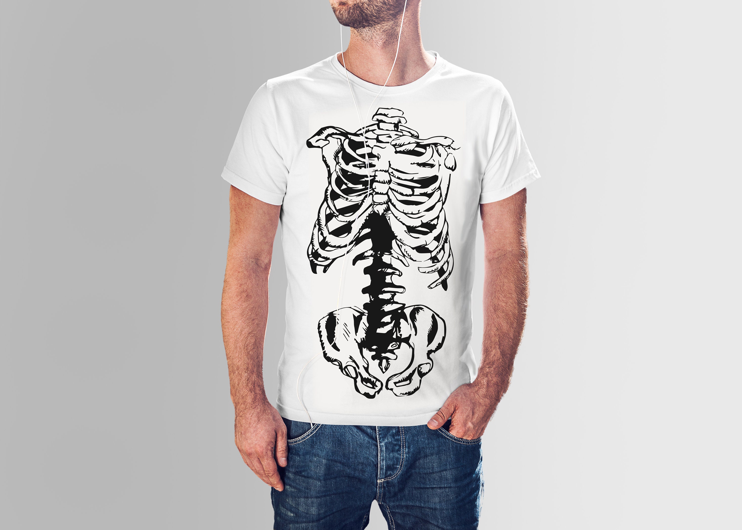 Skeleton Rib Tshirt, Skeleton Ribs Print, Skeleton Print, Skeleton Silhouette, Rib, Ready for
