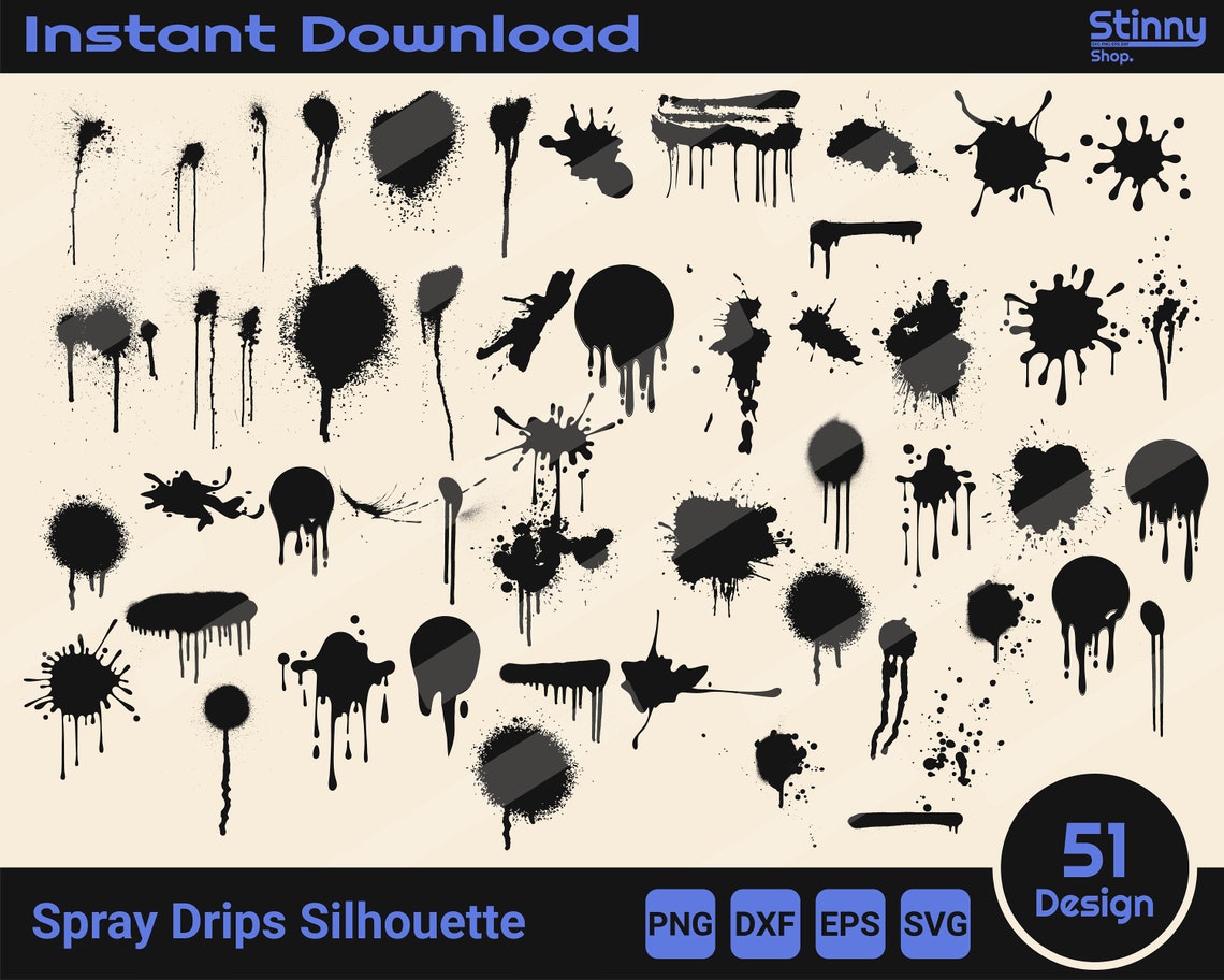 Spray Drips Silhouette, Spray Paint Svg, Paint Svg, Spray Splatter Svg