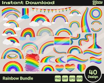 Rainbow Bundle Svg, Summer Clipart Svg, Rainbow Cutting Files, Layered Rainbow Svg, Rainbow Circle Svg, Rainbow Weather Svg Cloud Svg, Png