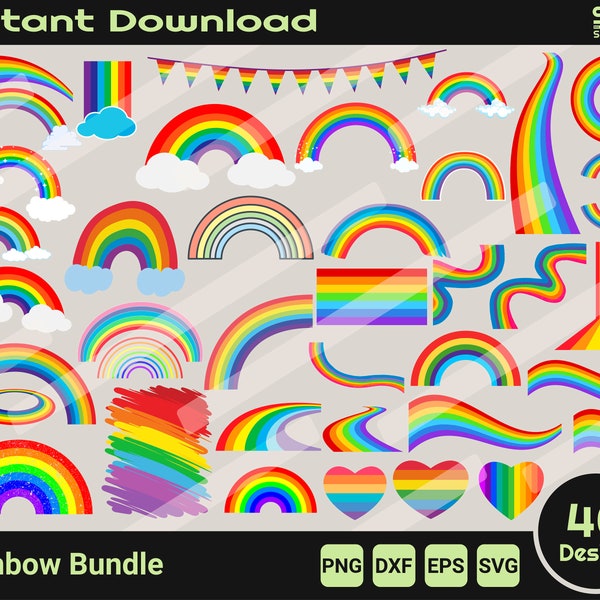 Rainbow Bundle Svg, Summer Clipart Svg, Rainbow Cutting Files, Layered Rainbow Svg, Rainbow Circle Svg, Rainbow Weather Svg Cloud Svg, Png