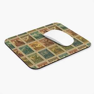 Fourth Wing Mouse Pad, Vintage Stamp Design, Desk Accessory for Romantasy Lovers, Booktok Office Decor, Gift for Her, Basgiath Stamp, Aretia