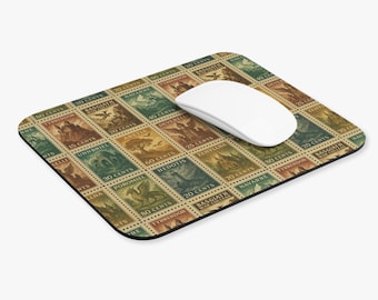 Fourth Wing Mouse Pad, Vintage Stamp Design, Desk Accessory for Romantasy Lovers, Booktok Office Decor, Gift for Her, Basgiath Stamp, Aretia