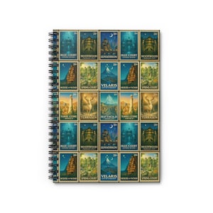 Sarah J. Maas Fantasy Grid Spiral Notebook, ACOTAR, glazen troon en op Crescent City geïnspireerd dagboek
