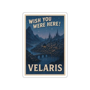 Adesivi fustellati ACOTAR Velaris / Wish You Were Here Art / Adesivi per laptop Sarah J Maas, decorazioni ACOMAF, regalo romantico per amanti dei libri, cartolina