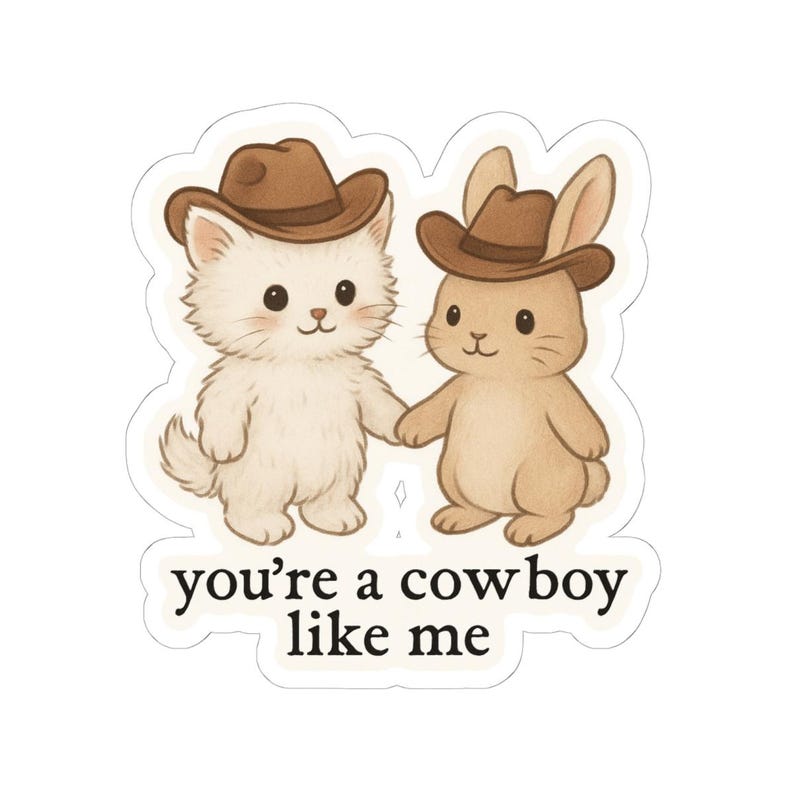 Cowboy Like Me Sticker, Swiftie Decal, Adorable Cowboy Sticker, Evermore Merch, Cute Animal Stickers, Laptop Decor, Gift for Taylor Lovers immagine 2