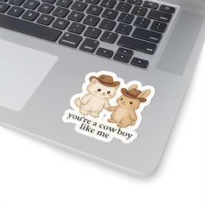 Cowboy Like Me Sticker, Swiftie Decal, Adorable Cowboy Sticker, Evermore Merch, Cute Animal Stickers, Laptop Decor, Gift for Taylor Lovers immagine 1