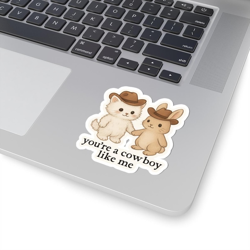 Cowboy Like Me Sticker, Swiftie Decal, Adorable Cowboy Sticker, Evermore Merch, Cute Animal Stickers, Laptop Decor, Gift for Taylor Lovers immagine 1