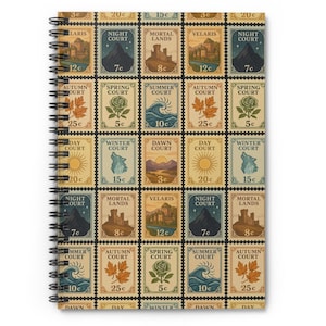 ACOTAR Spiralblock - ACOTAR Vintage Stamp Design, Buchliebhaber, Romantasy Buchliebhaber, Velaris, Booktok merch, Sarah J Maas Fandom