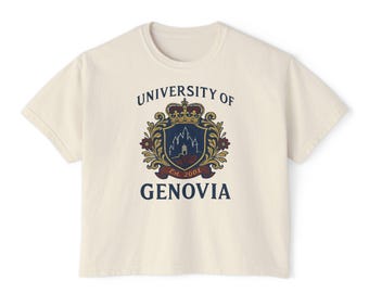 Princess Diaries Tee, Genovia University Boxy Tee, Cute Disney T Shirt, Princess of genovia merch, gift for Anne Hathaway fans, fantasy gift