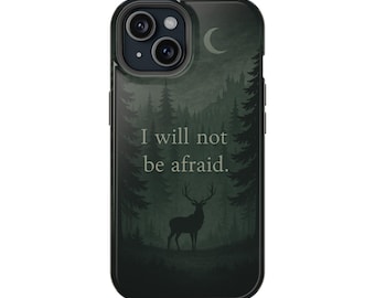 Etui na iPhone&#39;a &quot;Tron ze Szkła&quot; Terrasen &quot;Nie będę się bał&quot; Subtelna romantyczna estetyka Jeleń i Księżyc, okładka książkowa TOG Sarah J Maas