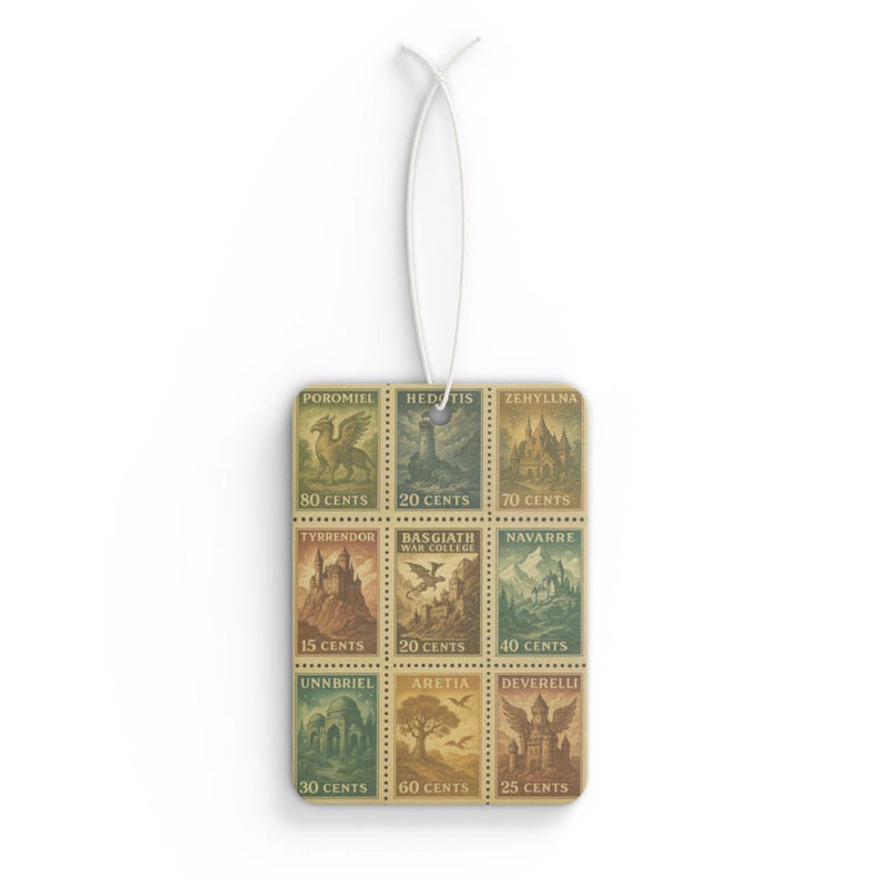 Fourth Wing Car Air Freshener, Fourth Wing Vintage Stamp, Bookish Merch, Romantasy Gift, Basgiath Fandom, Gifts for Booktok Book lovers image 3