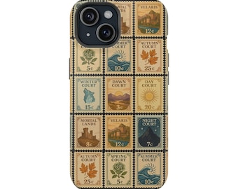 ACOTAR Phone Case – Vintage Court Stamp Design, A Court of Thorns and Roses iPhone Cover, Sarah J Maas Bookish Gift, BookTok Romantasy Merch