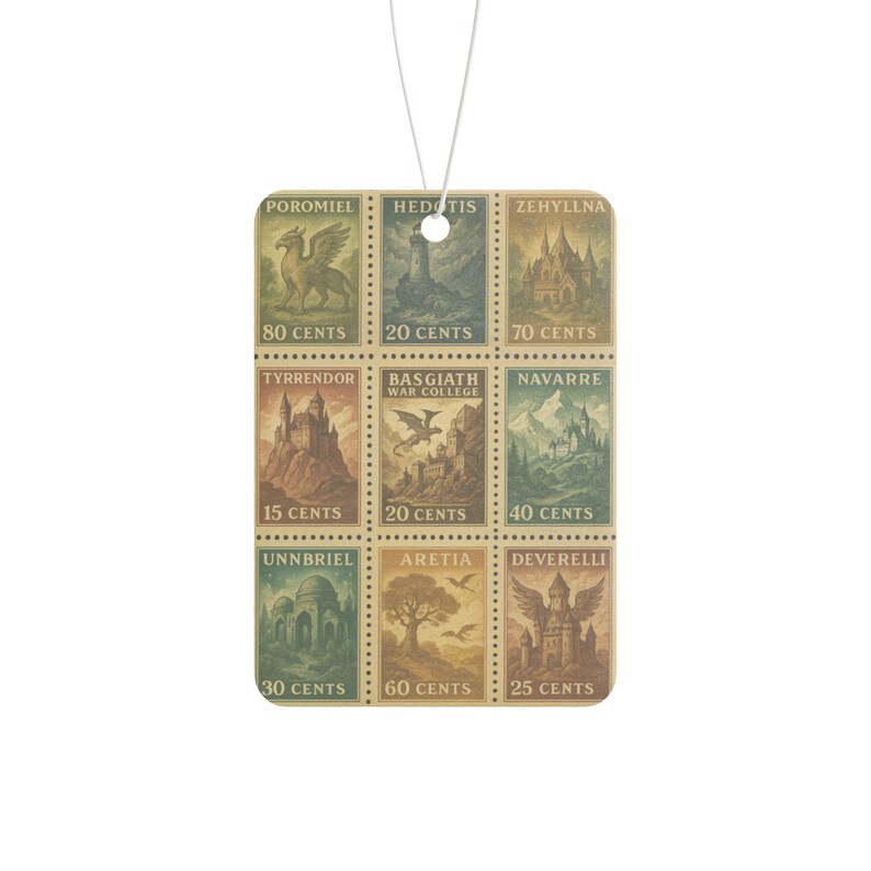 Fourth Wing Car Air Freshener, Fourth Wing Vintage Stamp, Bookish Merch, Romantasy Gift, Basgiath Fandom, Gifts for Booktok Book lovers image 5