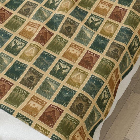 Throne of Glass Blanket - Velveteen Plush Blanket Vintage Stamp, Sarah J Maas Bookish Cozy Home Decor, Reading Nook, Couch Throw, Booknook
