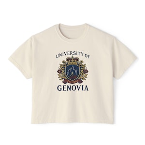 Princess Diaries Tee, Genovia University Boxy Tee, Cute Disney T Shirt, Princess of genovia merch, gift for Anne Hathaway fans, fantasy gift