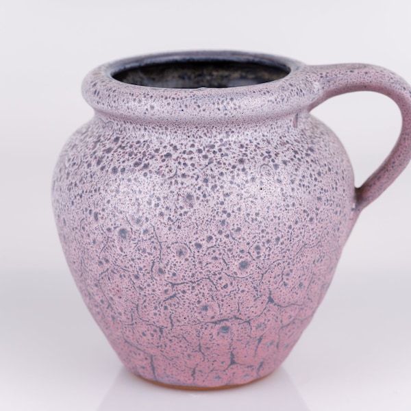 Gramann Studio Ceramic Vase Vintage Römhild Handle Round Violet White MCM Design 60s PF2051