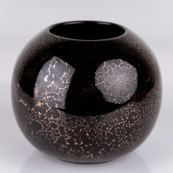 Vintage Vase Ceramic Black Gold Shiny Space Age Ball WGP Mid Century PF2071