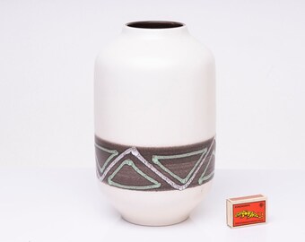 Weiße Vase creme stilvolles Dekor Vintage Mid Century PF0867