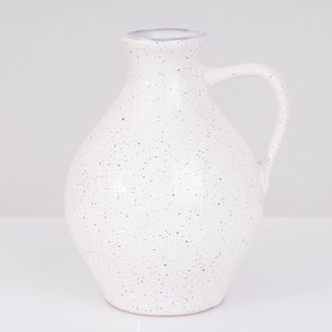 Strehla Jug Vase White Black Dots Vintage Handmade 60s PF1108