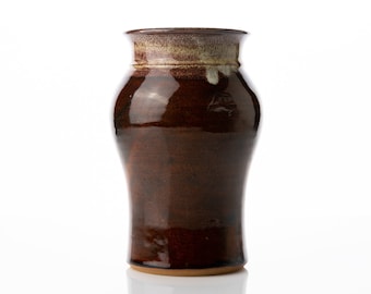 Stylish Studio Ceramic Vase Dark Glossy Brown Earthy Gradient MCM 60s PF0016