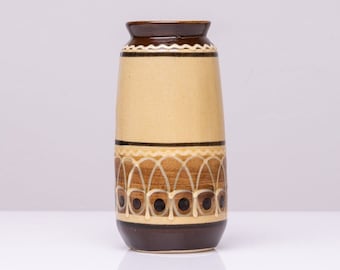 Small vintage DDR Design Ceramic Vase beige Brown / Art Handmade Craft Geometric Decor / EGP Interior Design 50s PF0696