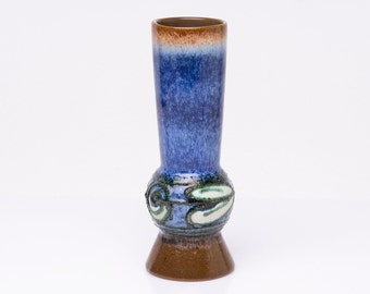 Vintage Strehla Vase Zylinder blau Fat Lava Mid Century Design PF0880