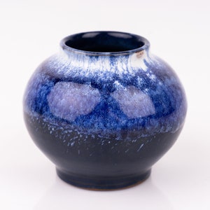 Vintage studio ceramic vase blue white black 60s MCM Design PF1638