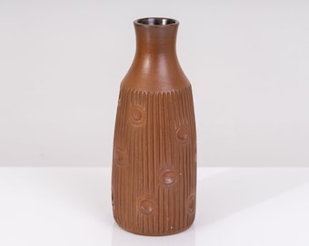 Studiokeramik Vase braune Glasur Kerben mid century Keramik 60er PF1128