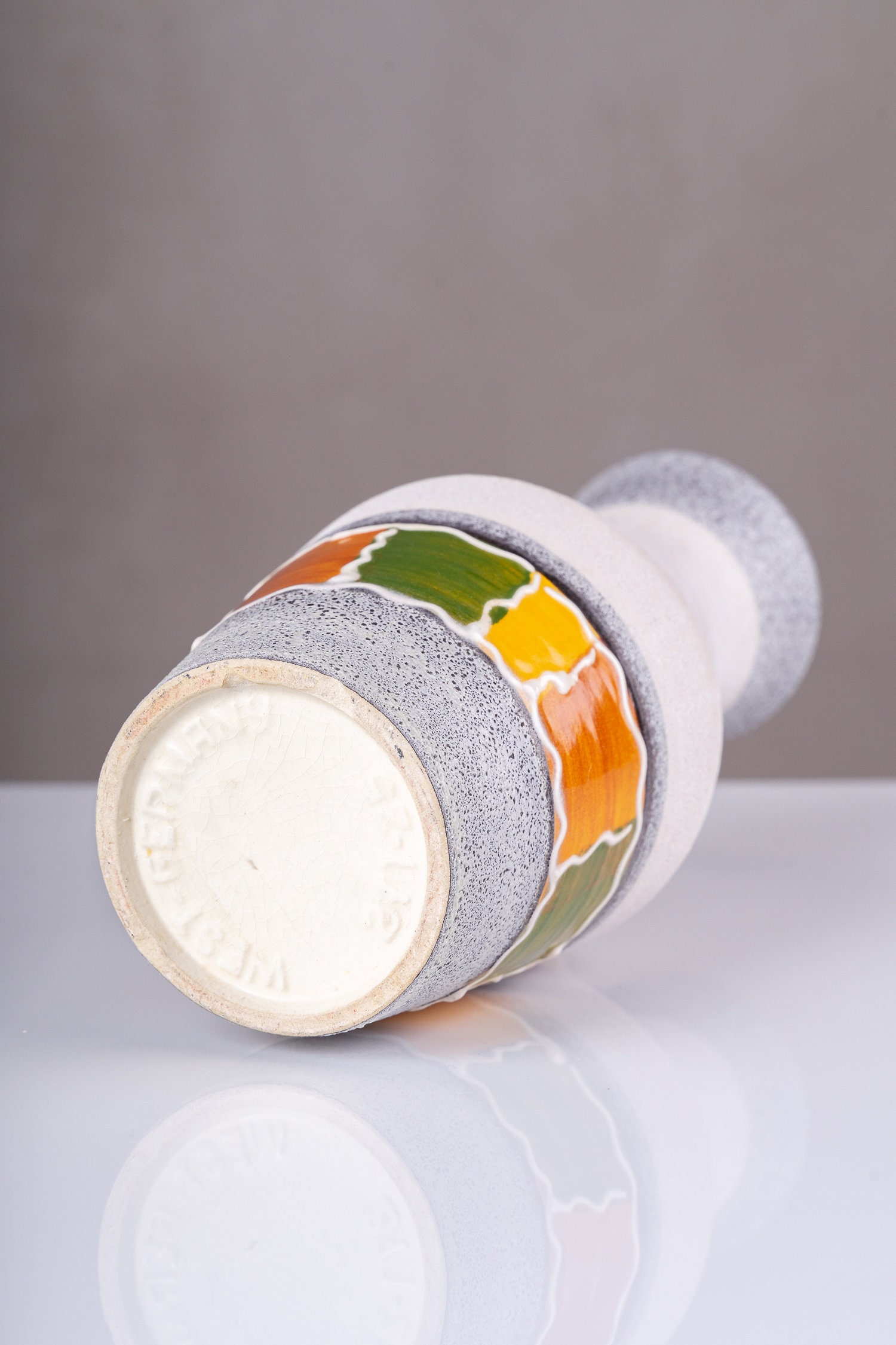 Weiße strukturierte Henkelvase von Bay 271-25 bunte und graue | Etsy