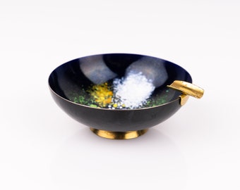 Ashtray vintage enamel copper bowl gold mid century minimalist 70s design PF1650