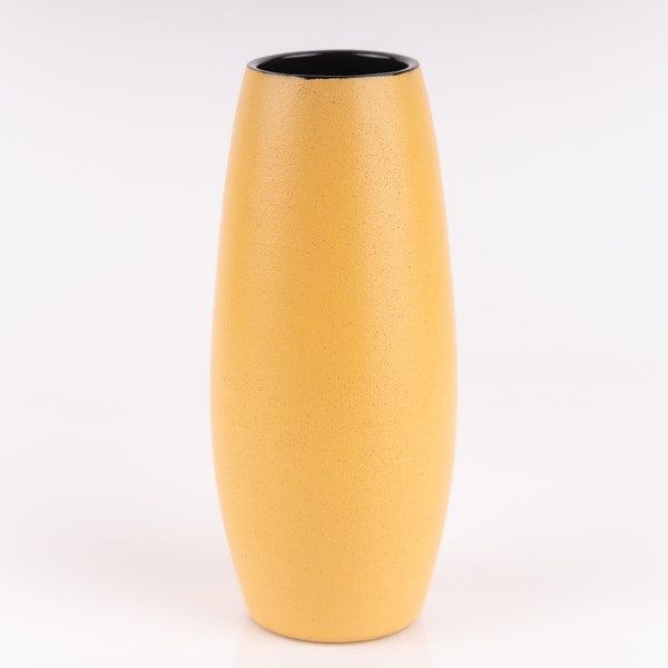Studio Ceramics Vintage Vase Gramann Römhild Matt Yellow Black Fat Lava Mid Century Ceramics PF1538