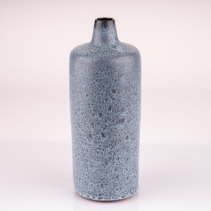 Vintage Gramann Vase Römhild Black Blue Flakes Speckles Ceramic Mid Century 60s P0197