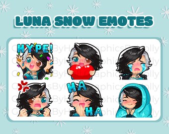 Marvel Rivals Luna Snow Emotes, Set of 6 emotes, Chibi Emotes, Anime Emotes, High Quality 2000px, Twitch/Discord/Youtube/PFP