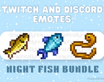 Night Fish Bundle - Stardew Valley - Instant Digital Download - Twitch/Discord Emotes - Sub Badge/Bit Badge