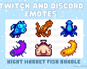 Night Market Fish Bundle - Stardew Valley - Instant Digital Download - Twitch/Discord Emotes - Sub Badge/Bit Badge