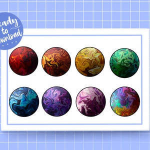 Regenbogen Planeten Twitch Anstecker für Streamer | Sub Badges | Bit Anstecker | Planeten | Regenbogen